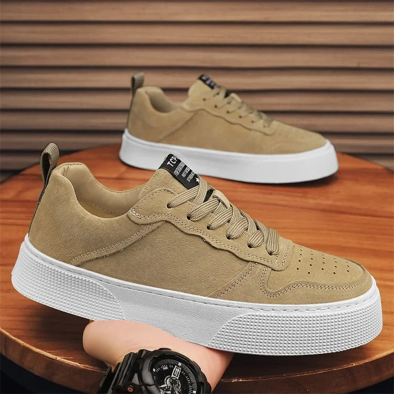 Heren plateausneakers met suède-look