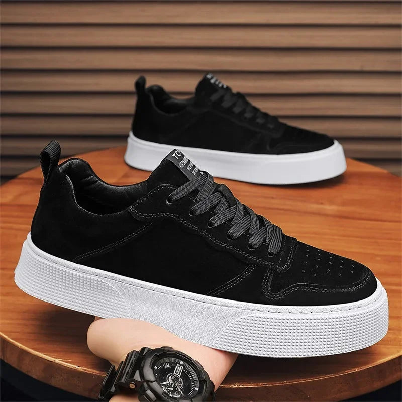 Heren plateausneakers met suède-look