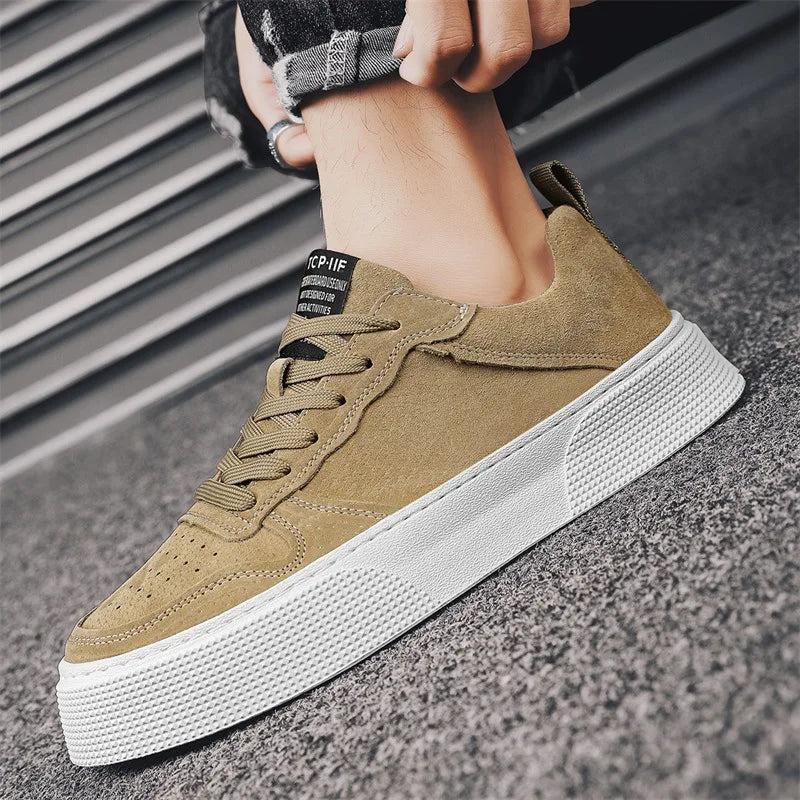 Heren plateausneakers met suède-look