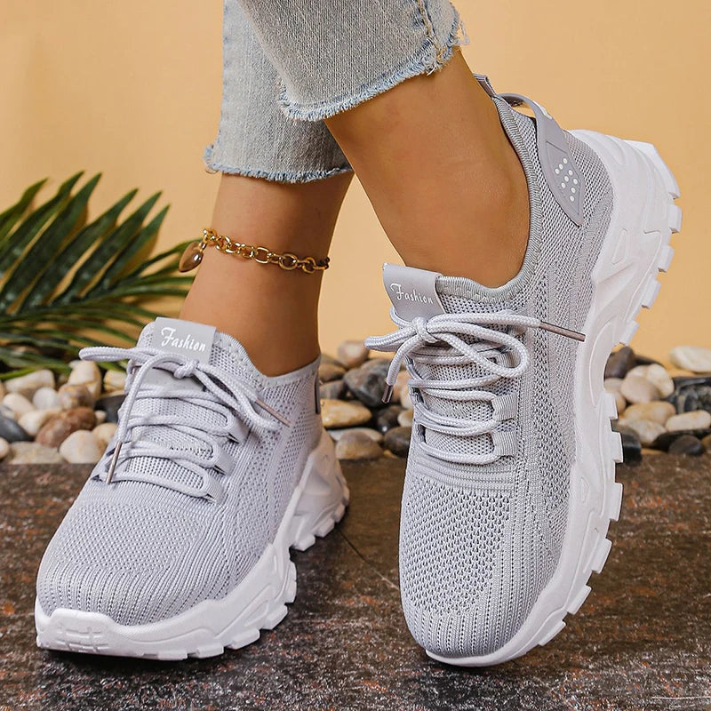 Dames gebreide plateausneakers