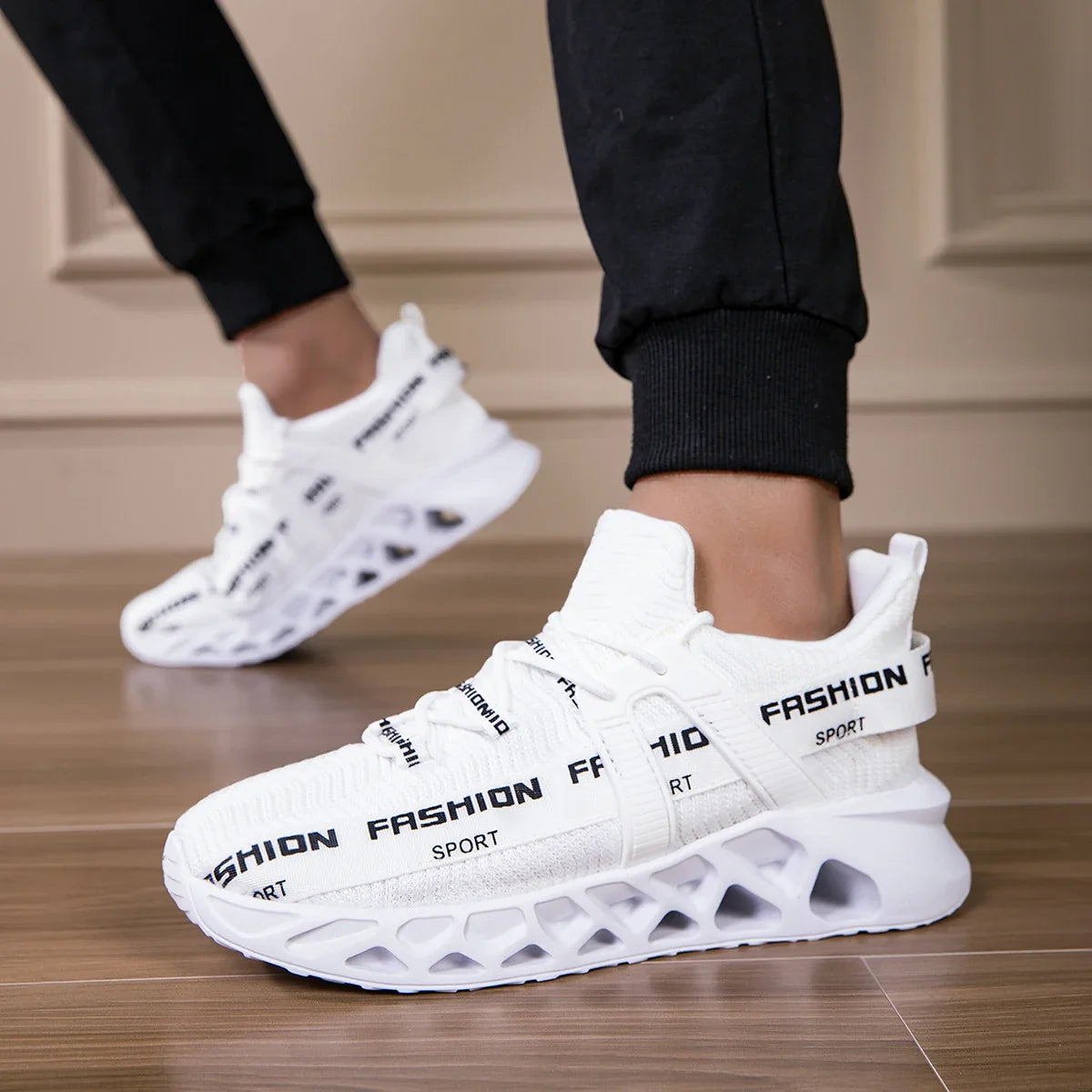 Heren plateausneakers, ademend — air mesh