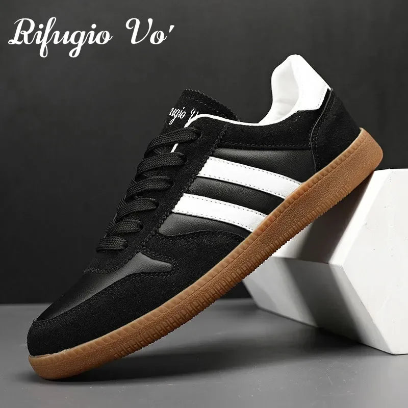 Heren boardsneakers met dikke zool — leer