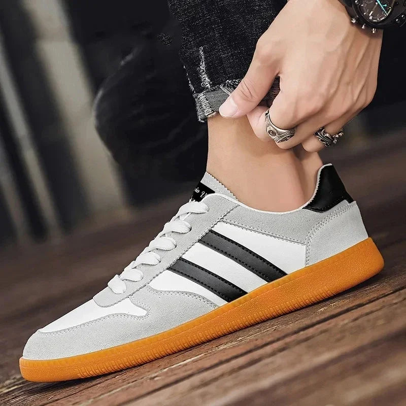 Heren boardsneakers met dikke zool — leer