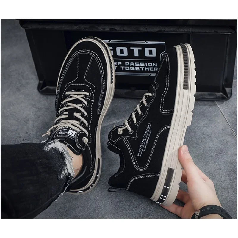 Heren plateausneakers, ademend — microvezel