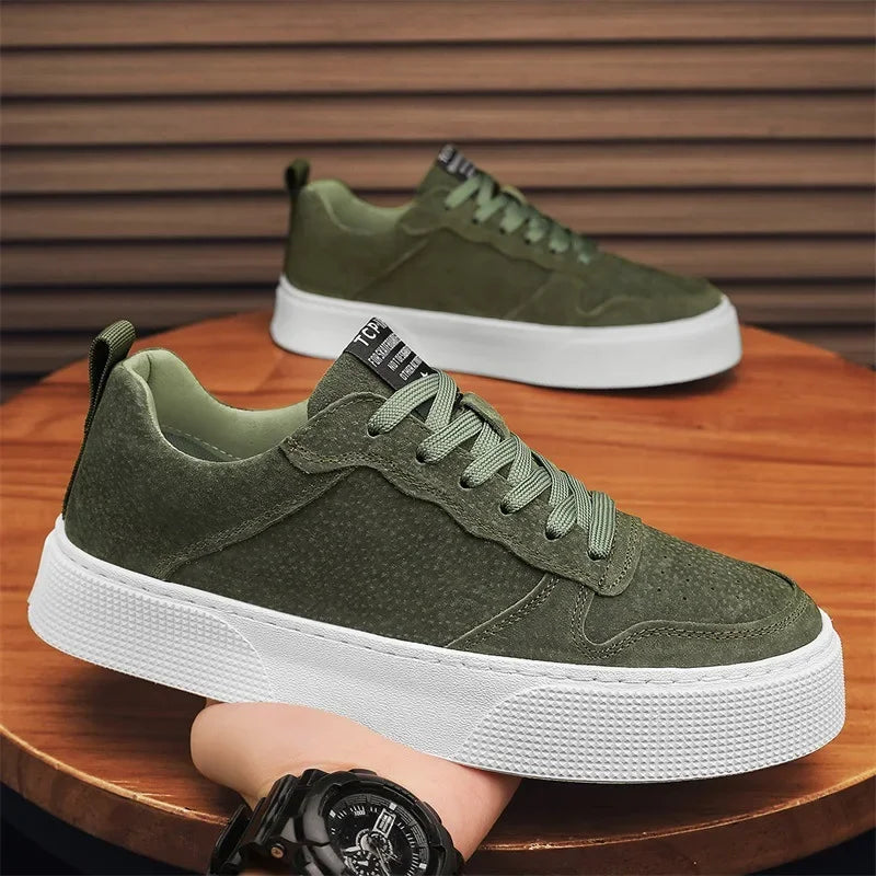 Heren plateausneakers met suède-look