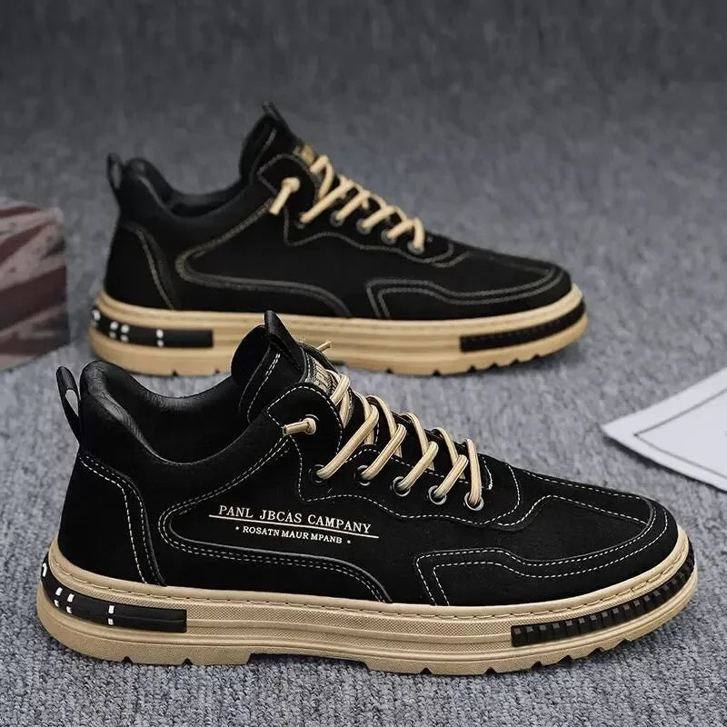 Heren plateausneakers, ademend — microvezel