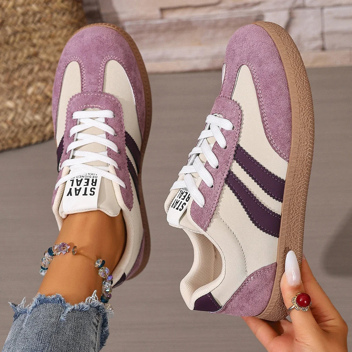 Dames instapsneakers met patchwork