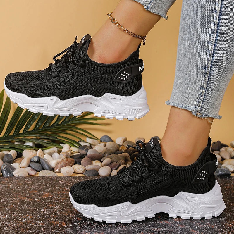 Dames gebreide plateausneakers