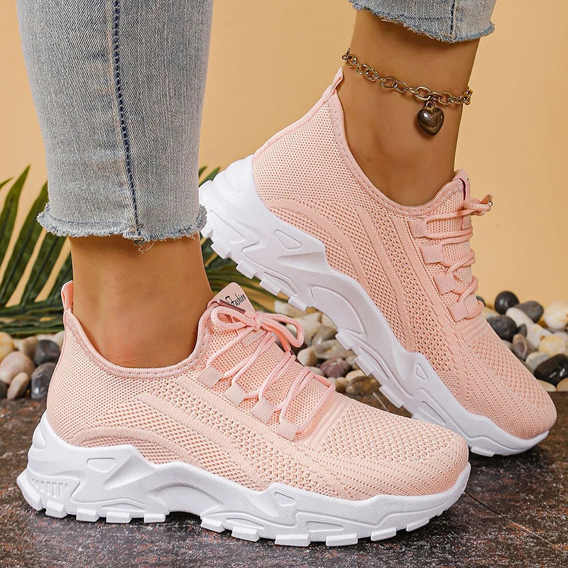 Dames gebreide plateausneakers