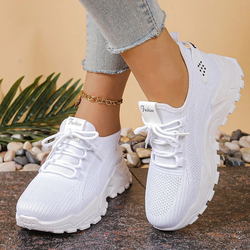 Dames gebreide plateausneakers