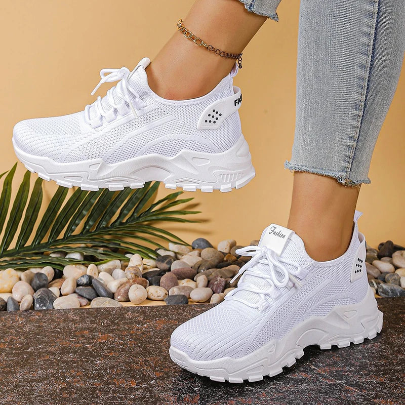 Dames gebreide plateausneakers