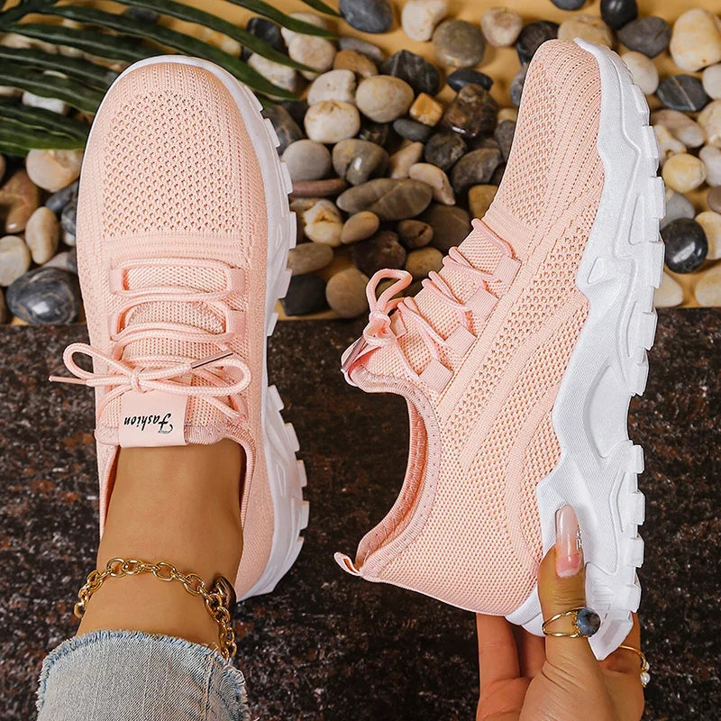 Dames gebreide plateausneakers