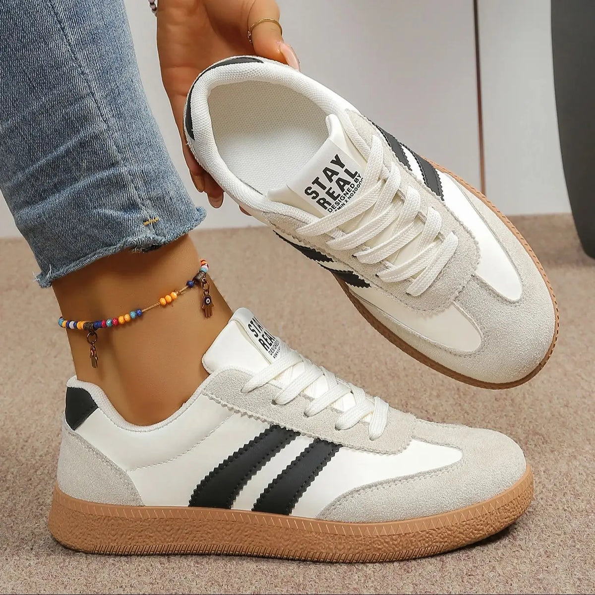 Dames instapsneakers met patchwork