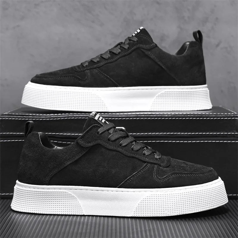Heren plateausneakers met suède-look