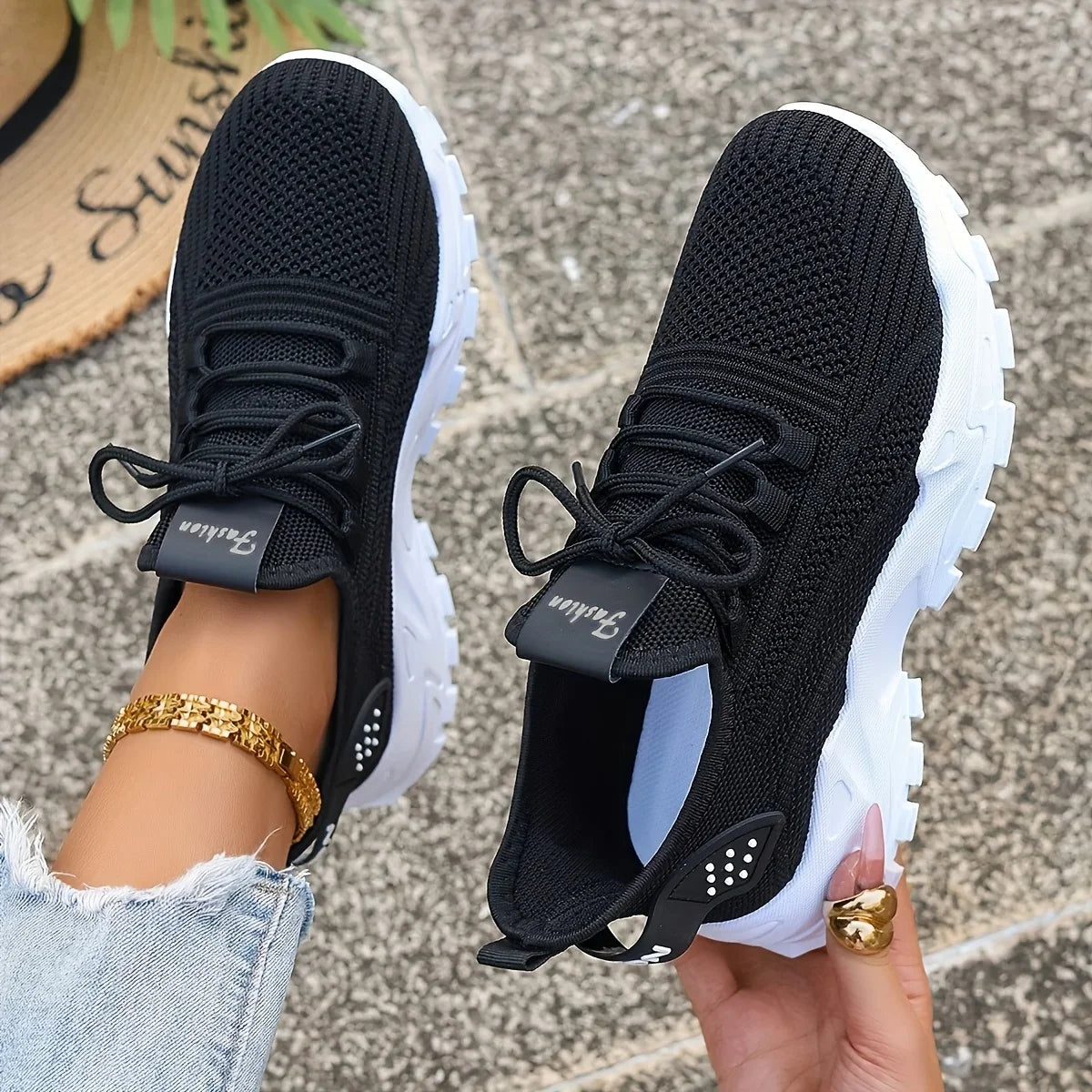 Dames gebreide wandelsneakers