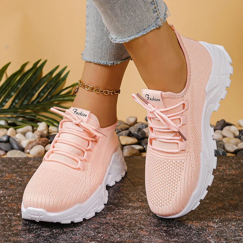 Dames gebreide plateausneakers