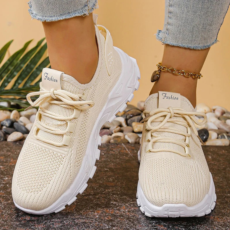 Dames gebreide plateausneakers