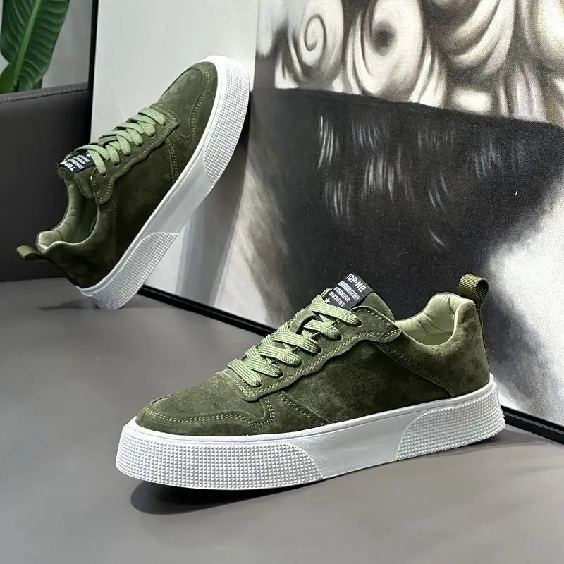 Heren plateausneakers met suède-look
