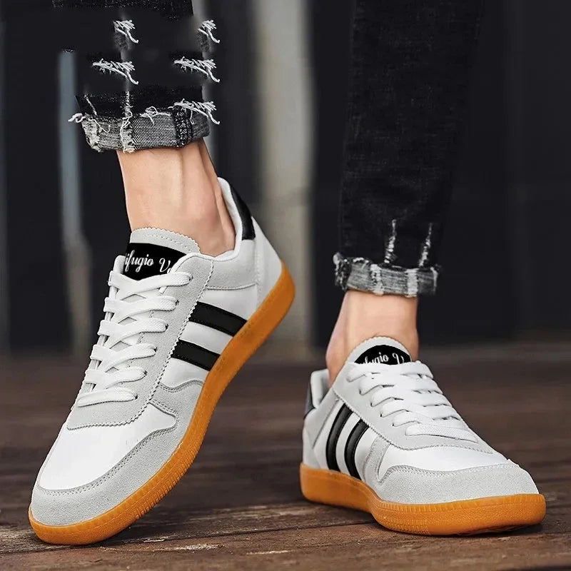 Heren boardsneakers met dikke zool — leer
