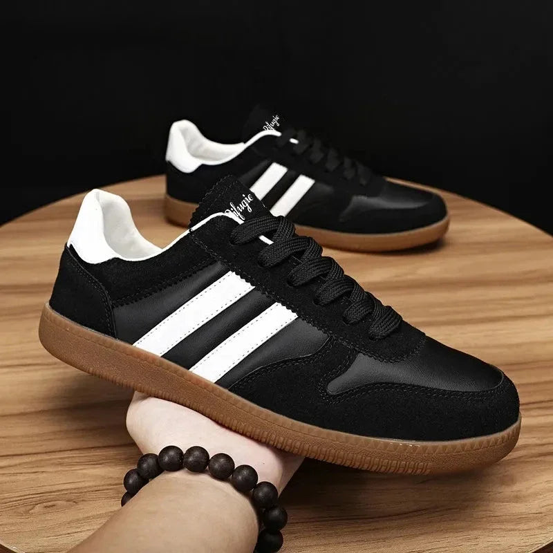 Heren boardsneakers met dikke zool — leer
