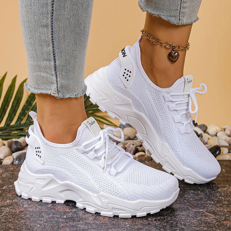 Dames gebreide plateausneakers